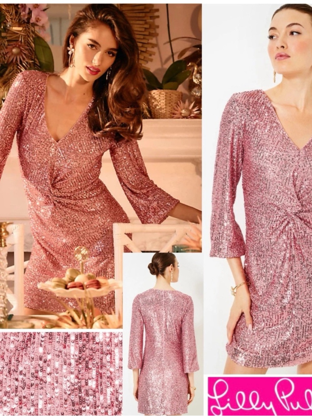 NWT Lilly Pulitzer Estrella Sequin Dress “Conch Shell Pink” size 8